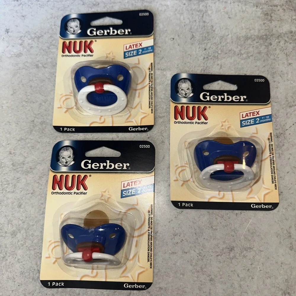 3 Set Gerber Original NUK Orthodontic PACIFIER Size 2 6-18 months Blue